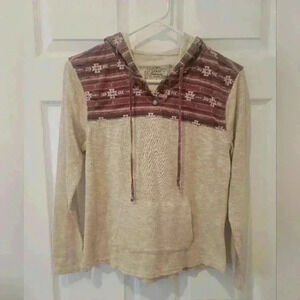 Panhandle Slim Western Aztec Design Shirt With Hood Size Small